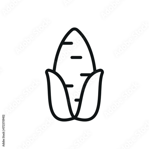 Corn icon in simple line for vegan diet, cooking, and eco concepts.