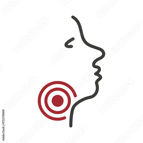sore throat icon, pain in throat, angina or flu, linear vector illustration, simple symbol