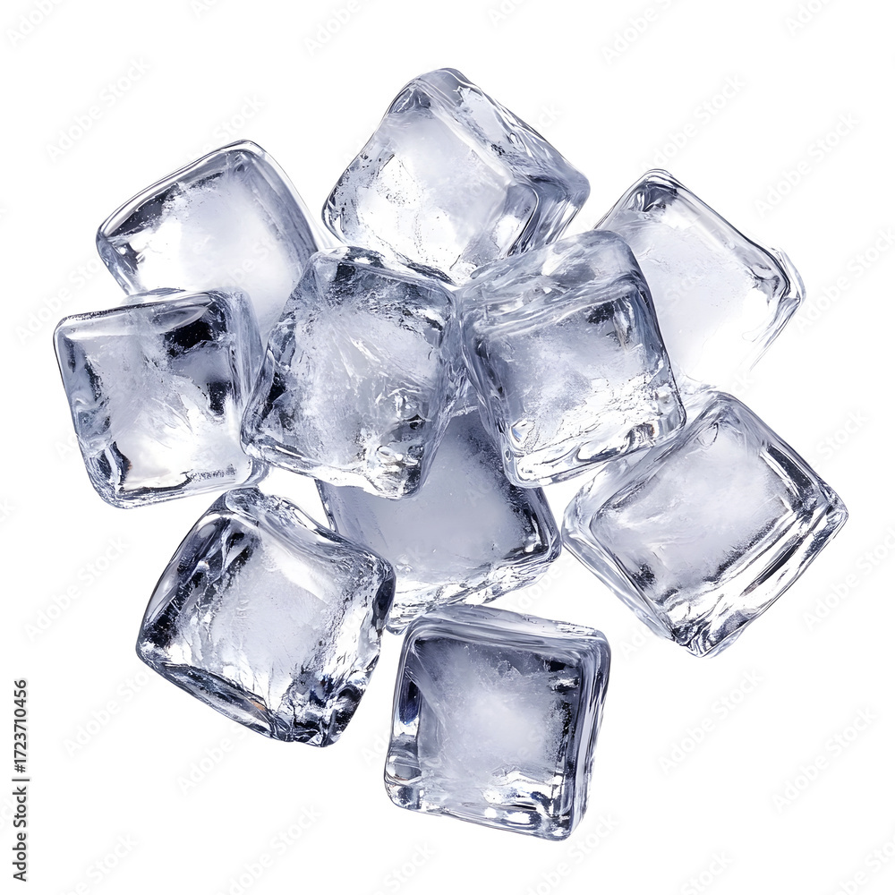 Obraz premium Clear Ice Cubes Top View Background