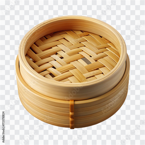 3D Bamboo Steamer Basket Icon | Asian Cuisine, Dim Sum, Dumpling & Food Container