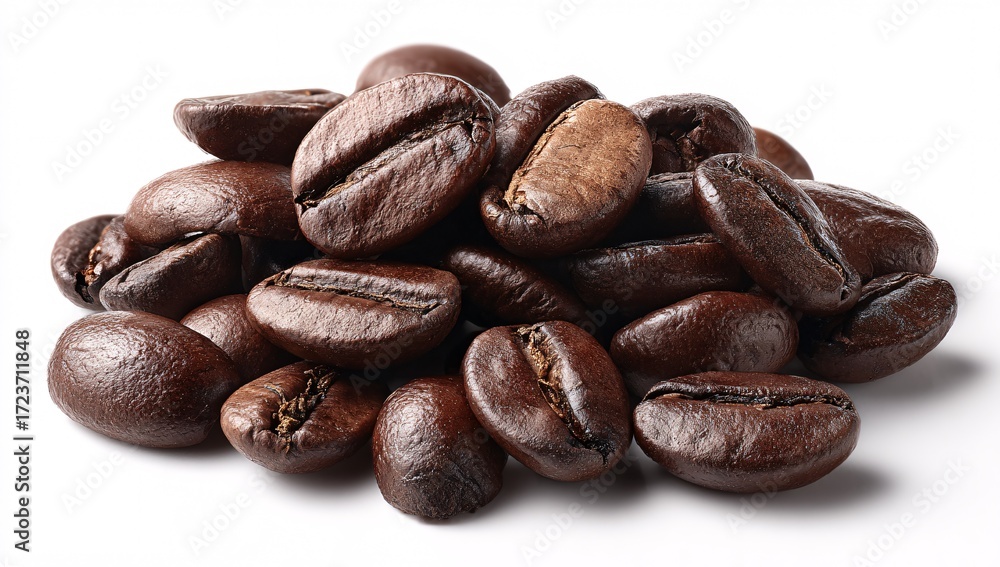 Obraz premium Roasted Coffee Beans on White Background