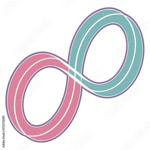 Infinity symbol with pink and teal color scheme