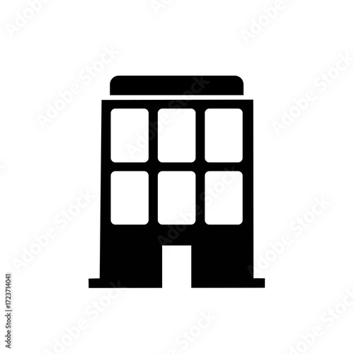 City Building Icon – Modern Office Tower and Urban Skyline Vector Design