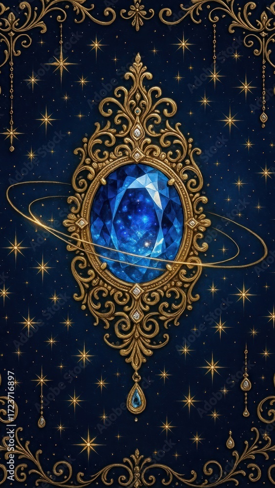 Fototapeta premium Ornate cosmic gemstone illustration