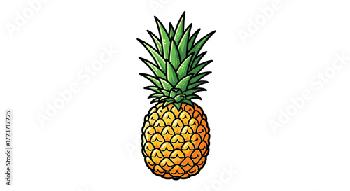Vibrant Pineapple Illustration on White Background for Tropical Designs