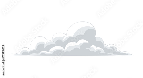Cartoon Cumulus Cloud Vector Graphic Floating in a White Sky