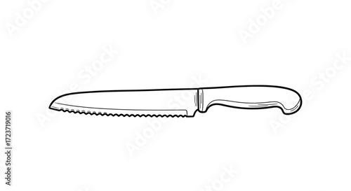 Serrated Bread Knife Illustration Isolated on White Background for Design