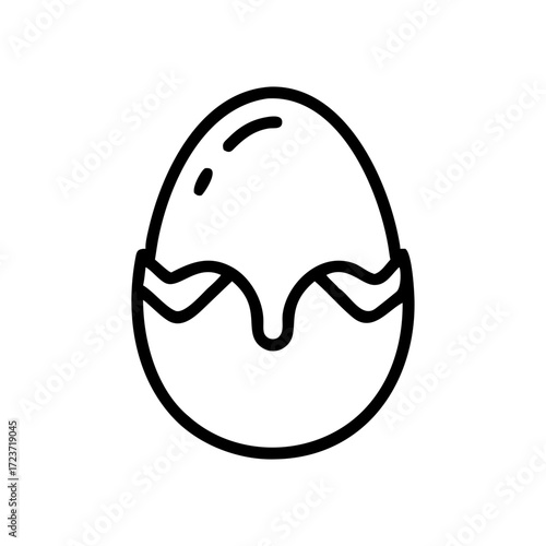 Cracked egg shell with dripping icing design - Concept of icon  
