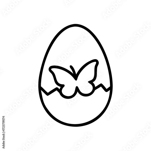 Egg with butterfly silhouette hatching concept of icon  