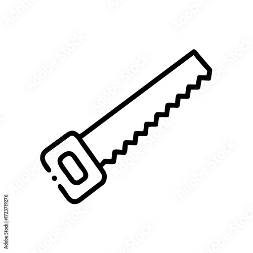 Hand saw icon in minimalist design on white background  