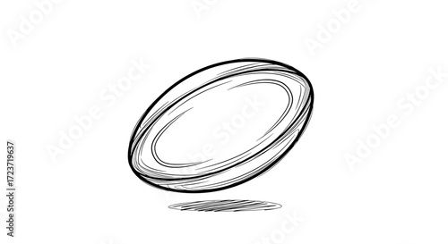 Artistic black and white sketched illustration of an oval rugby ball