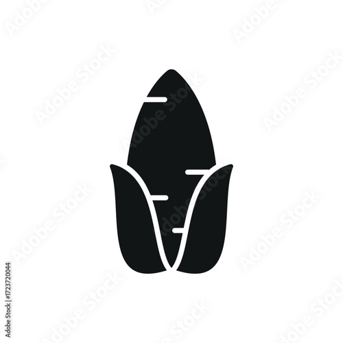 Corn icon in bold glyph for organic produce, diet, and cooking projects.
