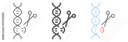 Genome editing line and glyph icon, technology and dna, dna editing sign, vector graphics, a linear pattern on a white background, eps 10.