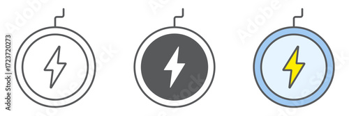 Wireless charger line and glyph icon, technology and power, wireless energy sign, vector graphics, a linear pattern on a white background, eps 10.