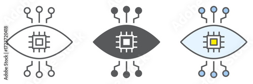 Bionic contact lens line and glyph icon, technology and eye, bionic eye sign, vector graphics, a linear pattern on a white background, eps 10.