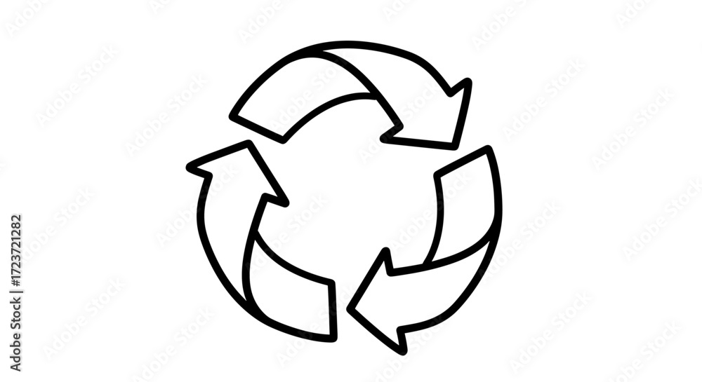 Obraz premium Black Outline of Circular Recycling Symbol Isolated on White Background