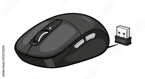 Computer Mouse and USB Receiver with a Classic Ergonomic Design