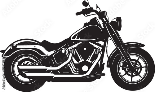 Classic cruiser motorcycle isolated on white background