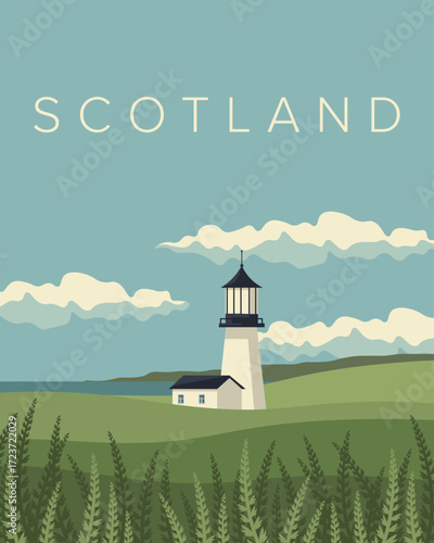 Scotland travel poster, card