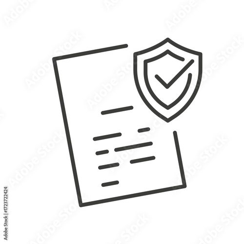 insurance sign, contract coverage linear illustration