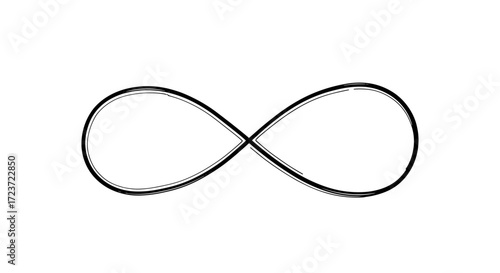 Simple black infinity symbol drawing on clean white background