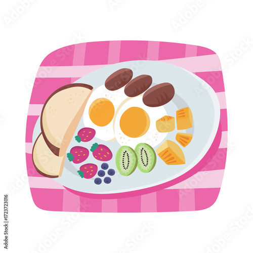 one plate breakfast menu toast fruit egg