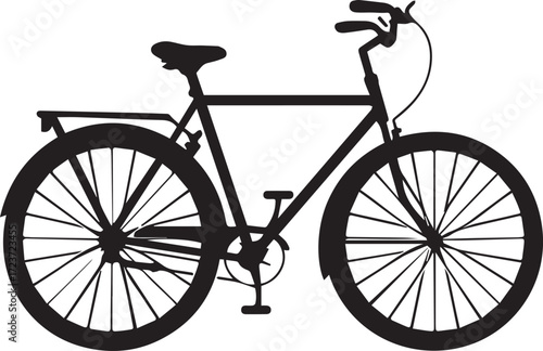 Silhouette of a vintage bicycle isolated on white background