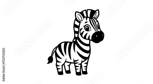 Cute Cartoon Zebra Isolated on White Background For Children