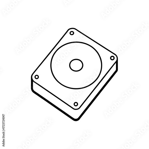 Hard drive outline view on transparent background