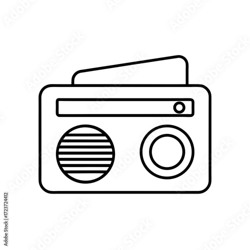 Outlined vintage radio set on transparent background