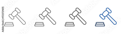 
outline icon set auction with hammer and plate design