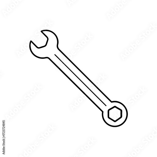 Outline of a open wrench on transparent background
