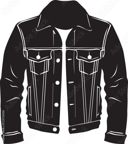 Black denim jacket isolated on white background