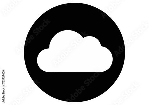 Black silhouette of a cloud on white background for weather and nature concept
