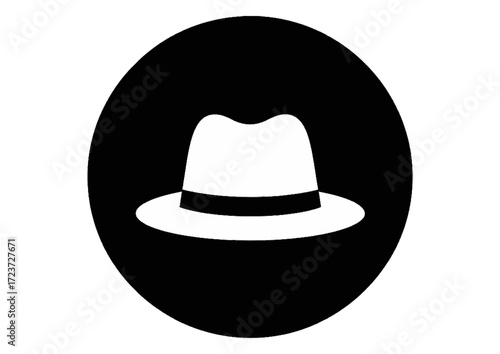 Black silhouette of a hat on white background for fashion and style concept
