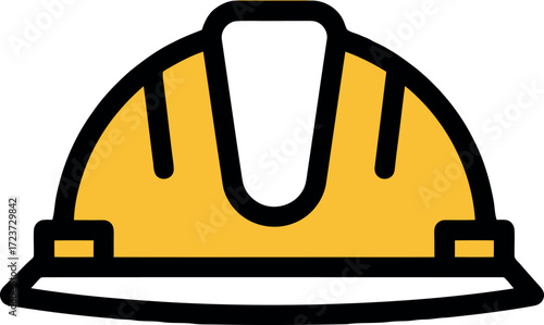 Yellow hard hat safety helmet icon for construction and industry, vector graphic illustration of protective headwear asset