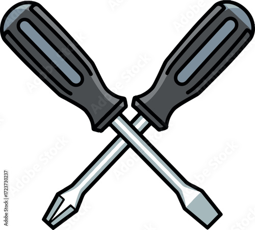 Crossed Screwdrivers A Simple Vector Illustration for Repair and Maintenance Concepts