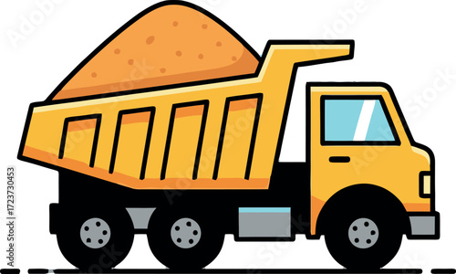 Cartoon Truck Loaded with Sand for Construction Projects and Playtime Activities