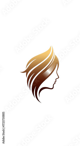 Elegant profile silhouette of a woman with flowing golden hair, symbolizing beauty and style.