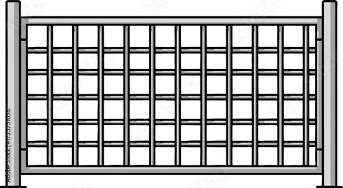 Vector illustration of a sturdy metal grid fence or barrier, a versatile graphic design asset for security, demarcation, and architectural components