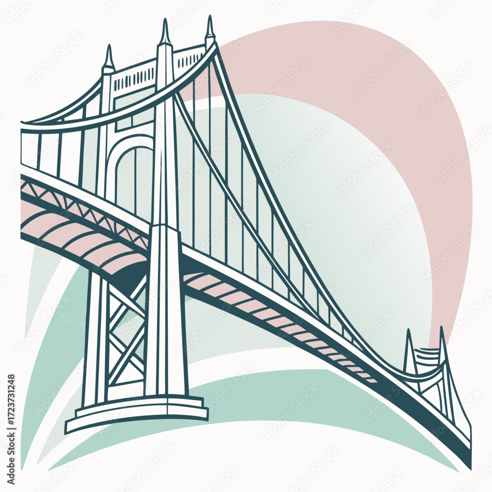 Fototapeta premium Stylized bridge illustration, representing connection