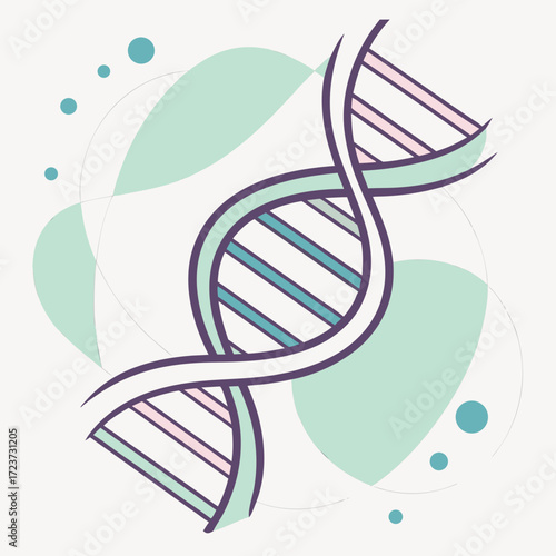 Stylized dna strand illustration with shapes