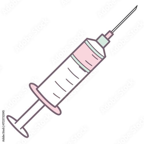 Illustration of a syringe with pink liquid