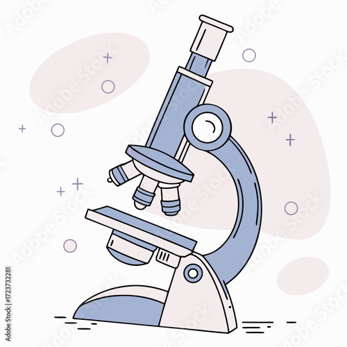 Illustration of a light blue microscope with a