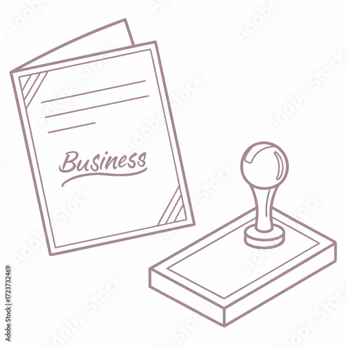 Illustration of a business document with a stamp