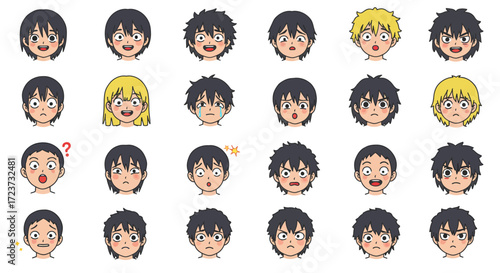 Facial expressions of anime characters