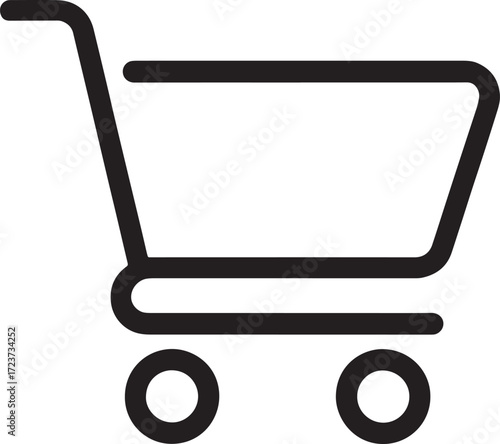 Black outline shopping cart icon on white background trolley commerce