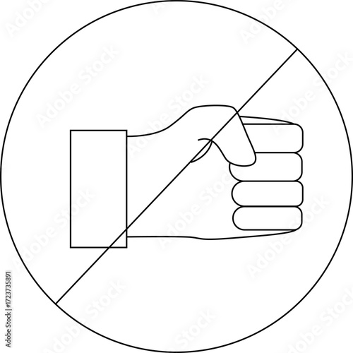 sketch of forbidden icon and clenched fist icon
