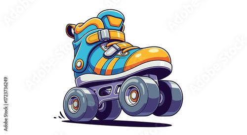 Cartoon Roller Skate Design Featuring Blue and Orange Color Scheme