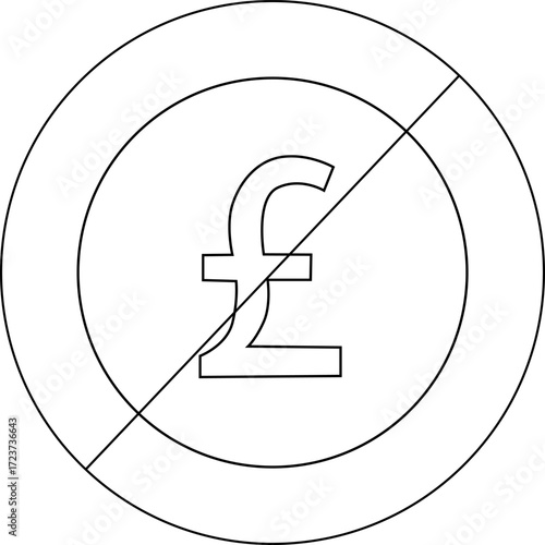 sketch of prohibited icon and pound sterling icon